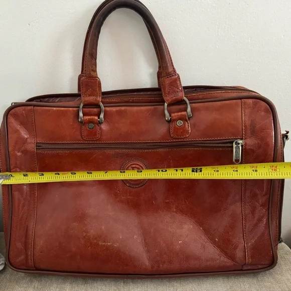 Custom made brown leather laptop bag
